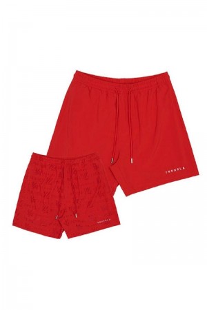 Men's YoungLA Gym 136 Reveal Swim Shorts Shorts Red | HC2537-189 USA