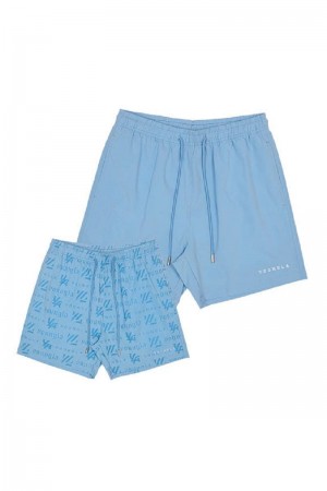 Men's YoungLA Gym 136 Reveal Swim Shorts Shorts Sky Blue | IL4127-385 USA