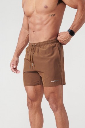 Men's YoungLA Gym 140 Night Swim Shorts Colors 23 inch Shorts Coffee | GR0291-764 USA