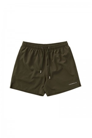 Men's YoungLA Gym 140 Night Swim Shorts Colors 23 inch Shorts Olive | ST8742-956 USA