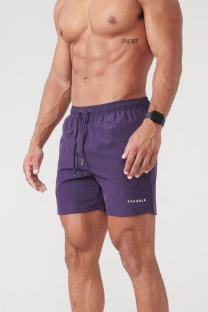 Men's YoungLA Gym 140 Night Swim Shorts Colors 23 inch Shorts Purple | CD0859-724 USA