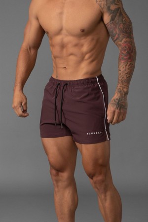 Men's YoungLA Gym 143 Short Short Swim Shorts Shorts Plum | FA6495-278 USA