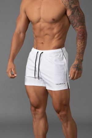 Men's YoungLA Gym 143 Short Short Swim Shorts Shorts White | TU3581-042 USA