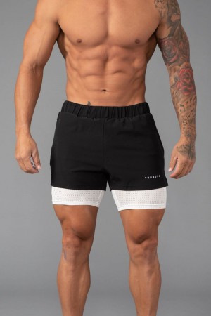 Men's YoungLA Gym 144 Peak Velocity Compression Shorts Shorts Black | AF6502-834 USA