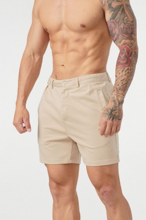 Men's YoungLA Gym 145 Casual Chino Shorts Shorts Khaki | KI1572-683 USA