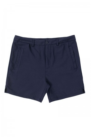 Men's YoungLA Gym 145 Casual Chino Shorts Shorts Navy | YD3678-254 USA