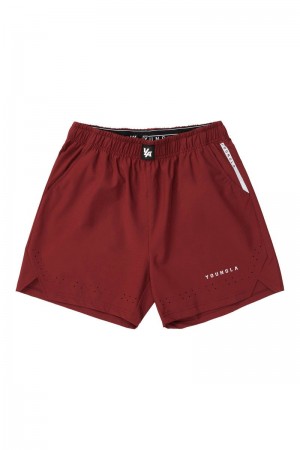 Men's YoungLA Gym 146 Sprint Shorts Shorts Burgundy | AG1973-428 USA