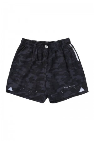 Men's YoungLA Gym 146 Sprint Shorts Shorts Camo Black | QF6347-192 USA