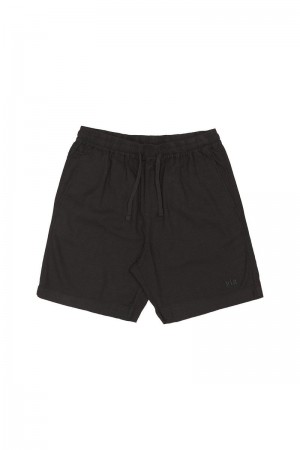 Men's YoungLA Gym 147 Simply Linen Shorts Shorts Black | KI2749-835 USA