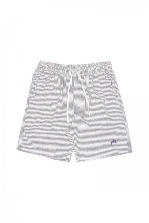 Men's YoungLA Gym 147 Simply Linen Shorts Shorts Blue Striped | EO0723-489 USA