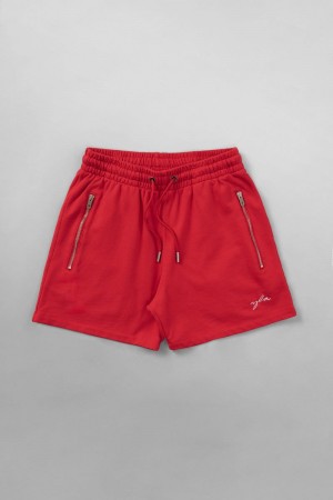 Men's YoungLA Gym 149 Phantom Shorts Shorts Red Wash | QW3209-456 USA