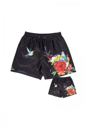 Men's YoungLA Gym 150 After Party Shorts Shorts Flower Nest | NG1326-048 USA