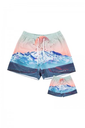 Men's YoungLA Gym 150 After Party Shorts Shorts Mystic Mountains | AQ1570-893 USA