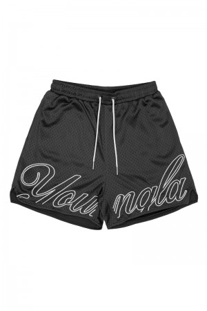 Men's YoungLA Gym 155 Championship Shorts Shorts Black | OF3184-590 USA