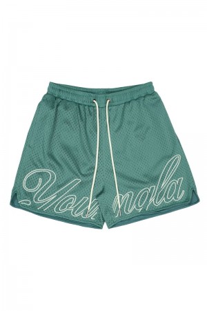 Men's YoungLA Gym 155 Championship Shorts Shorts Green | FS0619-587 USA