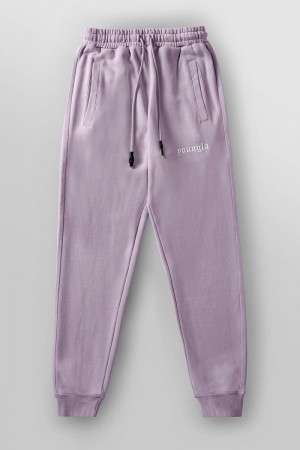 Men's YoungLA Gym 2022 Love Sets Joggers Joggers Lavender Wash | NO8140-765 USA