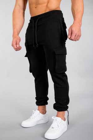 Men's YoungLA Gym 206 Rambo Combat Joggers Joggers Black | GC5630-974 USA