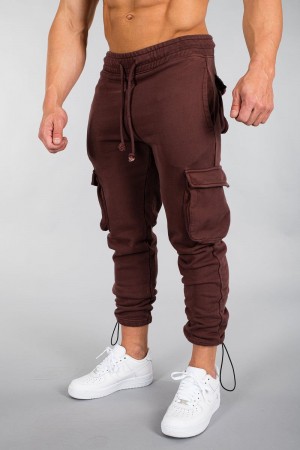 Men's YoungLA Gym 206 Rambo Combat Joggers Joggers Brown Wash | XT8329-547 USA