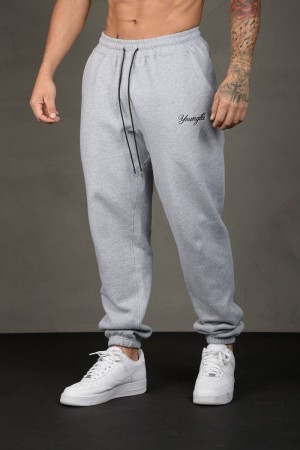 Men's YoungLA Gym 211 For Him Joggers Joggers Heather Grey | UB9328-065 USA