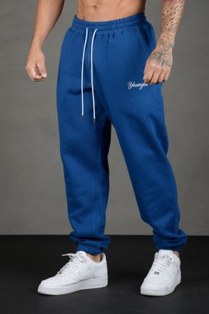 Men's YoungLA Gym 211 For Him Joggers Joggers Royal Blue | WE4109-753 USA