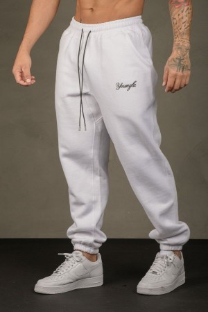 Men's YoungLA Gym 211 For Him Joggers Joggers White | LZ6140-835 USA