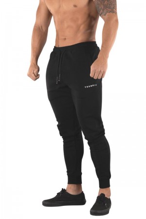 Men's YoungLA Gym 213 Elite Joggers Joggers Black | JA5690-742 USA