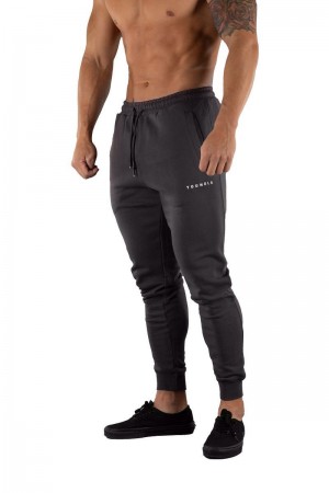 Men's YoungLA Gym 213 Elite Joggers Joggers Coal | OA6814-359 USA