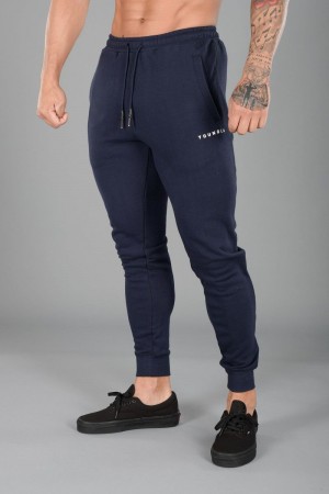 Men's YoungLA Gym 213 Elite Joggers Joggers Navy | VZ1604-598 USA