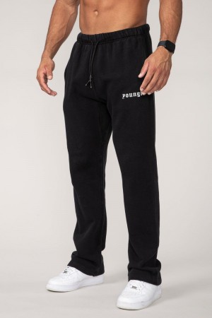 Men's YoungLA Gym 216 Eternal No Cuff Sweats Joggers Black Wash | DC4058-297 USA