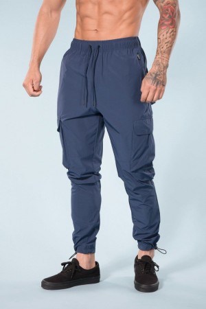 Men's YoungLA Gym 218 Travel Cargo Joggers Joggers Navy | BV3085-719 USA