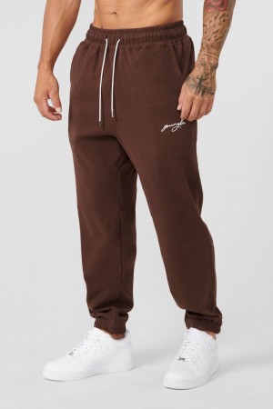 Men's YoungLA Gym 219 Chill Cloud Joggers Joggers Brown | OA7108-529 USA