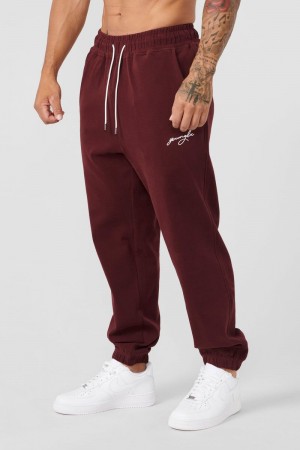 Men's YoungLA Gym 219 Chill Cloud Joggers Joggers Burgundy | DT4875-036 USA