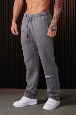 Men's YoungLA Gym 220 Sunday Sweats Joggers Grey Wash | OZ2965-437 USA