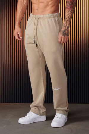 Men's YoungLA Gym 220 Sunday Sweats Joggers Tan Wash | RU3806-791 USA