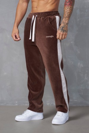 Men's YoungLA Gym 221 Corduroy Pants Joggers Brown | WS4729-108 USA