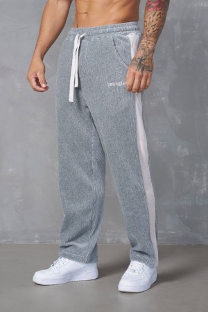 Men's YoungLA Gym 221 Corduroy Pants Joggers Grey | PQ5924-386 USA