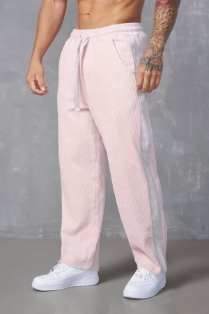 Men's YoungLA Gym 221 Corduroy Pants Joggers Pink | HF1586-379 USA