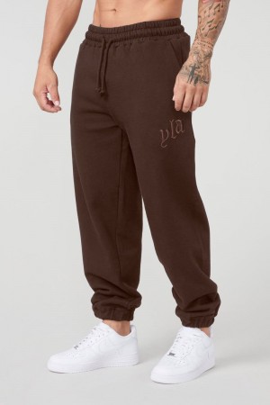 Men's YoungLA Gym 222 Marshmallow Joggers Joggers Brown | EZ2850-314 USA