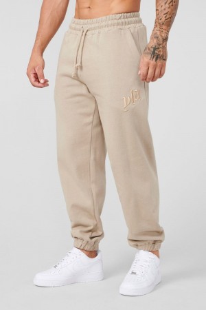 Men's YoungLA Gym 222 Marshmallow Joggers Joggers Desert Tan | YC3961-478 USA