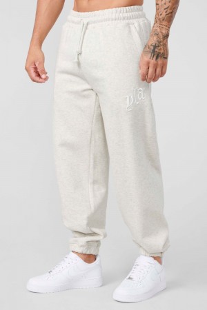 Men's YoungLA Gym 222 Marshmallow Joggers Joggers Oatmeal | QX0481-623 USA