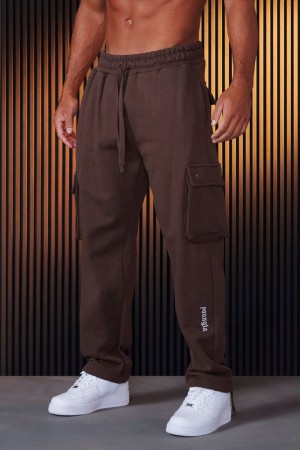 Men's YoungLA Gym 224 Rambo Joggers 2.0 Joggers Brown | NI6321-704 USA