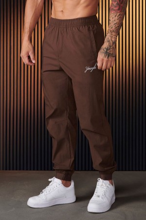 Men's YoungLA Gym 225 AirWave Joggers Joggers Brown | UP3540-968 USA