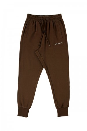 Men's YoungLA Gym 228 Cloud Joggers Joggers Chocolate Brown | HP9176-502 USA