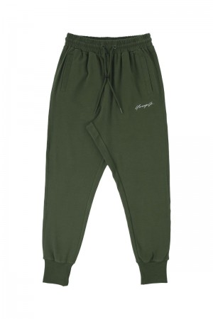 Men's YoungLA Gym 228 Cloud Joggers Joggers Forest Green | HQ6981-720 USA