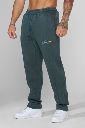 Men's YoungLA Gym 229 Frontline Sweat Pants Joggers Teal Wash | NI5421-687 USA