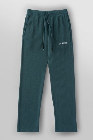 Men's YoungLA Gym 230 No Cuff Thermal Pants Joggers Teal | NT0749-531 USA