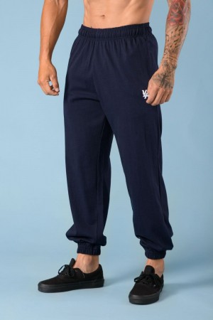 Men's YoungLA Gym 231 Pump Cover Joggers Joggers Navy | VT7481-963 USA