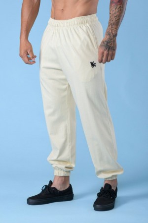 Men's YoungLA Gym 231 Pump Cover Joggers Joggers Off-White | JY7068-531 USA