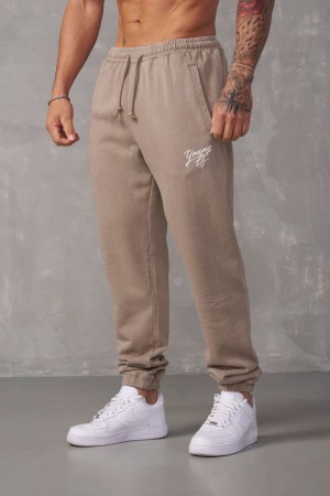 Men's YoungLA Gym 232 Legacy Joggers Joggers Beige Wash | NI3578-149 USA