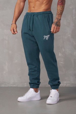 Men's YoungLA Gym 232 Legacy Joggers Joggers Teal Wash | MG1583-749 USA